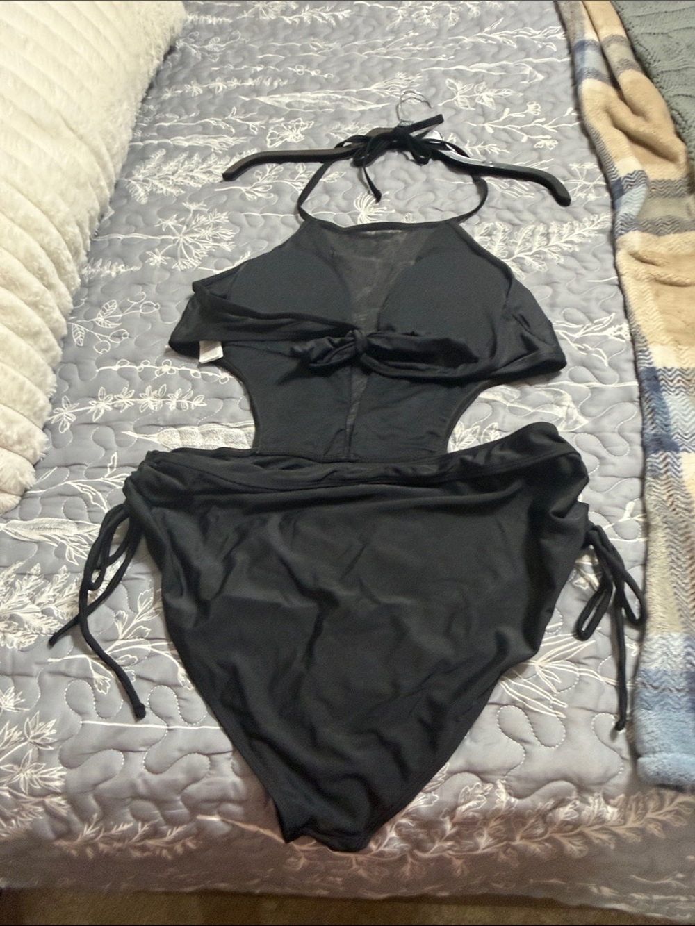 Black womens Mono-kini One-Piece Swimsuit with Halter Neck